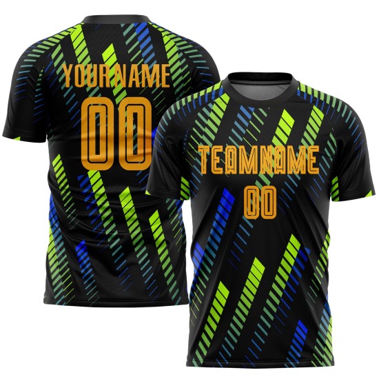 Trikot Fußball Sublimation Uniform Grün Schwarz Gold-Neon Custom Trikot Fußball Sublimation Uniform Grün Schwarz Gold-Neon Custom