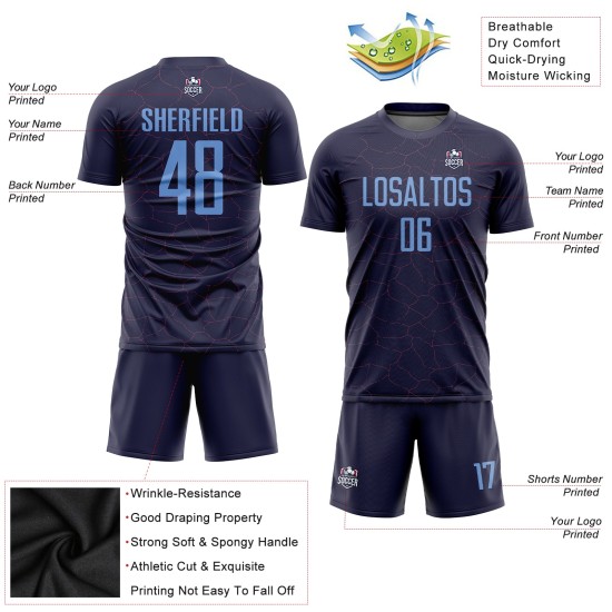 Uniform Trikot Lila Fußball Sublimation Benutzerdefinierte Blaues Licht