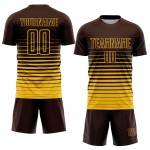 Gelb Mode Jersey Verblassen Nadelstreifen Uniform Sublimation Braun Fußball Custom Gelb Mode Jersey Verblassen Nadelstreifen Uniform Sublimation Braun Fußball Custom