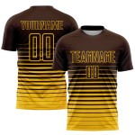 Gelb Mode Jersey Verblassen Nadelstreifen Uniform Sublimation Braun Fußball Custom Gelb Mode Jersey Verblassen Nadelstreifen Uniform Sublimation Braun Fußball Custom