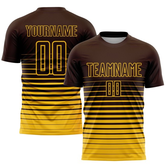 Gelb Mode Jersey Verblassen Nadelstreifen Uniform Sublimation Braun Fußball Custom Gelb Mode Jersey Verblassen Nadelstreifen Uniform Sublimation Braun Fußball Custom